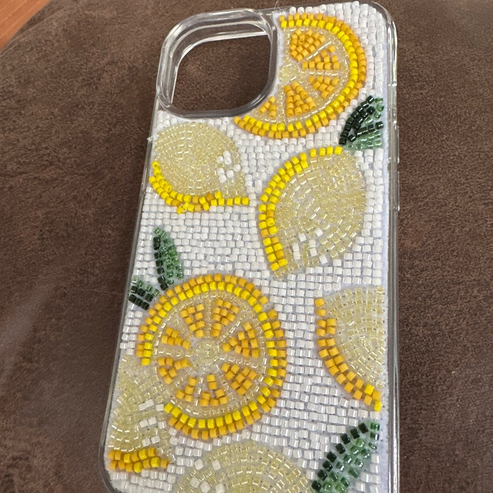 “Viral” Lemon Beaded Phone Case - Yellow and Green for iPhone 13,14,15